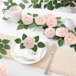 Kunstbloemen, roze rozen, 30 stuks, 8 cm, boeket, kunstdecoratie, bloemen, kunstrozen met stelen en kaart voor Valentijnsdag, tuin, verjaardag, feest, doe-het-zelf bruiloftsdecorat
