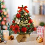 Kleiner Weihnachtsbaum mit Beleuchtung Mini Weihnachtsbaum Klein Geschmückt LED Tisch Tannenbaum Künstlich Klein mit Lichterkette Weihnachtsbäume mit Weihnachtsdeko DIY Tischdek
