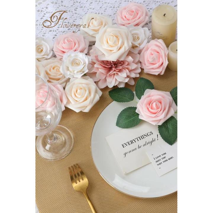 Künstliche rosa Blumen Fake Rose Blumen Dahlie mit Stielen für DIY Hochzeit Brautsträuße, Babyparty, Blumenarrangement, Tischaufsätze, Heimdekorationen.