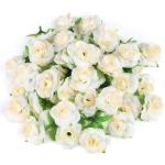 Kunstbloemkoppen, 50 stuks, kunstbloemen, rozen, voor bruiloft, feest, decoratie, doe-het-zelf (diameter 4 cm, crème)