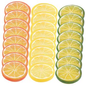 4 Sätze Nachahmung Einer Zitronenscheibe Gefälschte Zitrone Künstliche Zitronen Foto Fälschung Tisch Kalk Simulation Von Zitronenscheiben Zitrone-limetten-Scheibe PVC 24 Stück