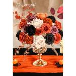 Halloween Künstliche Blumen Schwarze Blumen Mix Seidenblumen Gefälschte Rosen mit Stielen für DIY Hochzeit Brautsträuße Babyparty Blumenarrangement Tischdekoration Heimdekorat