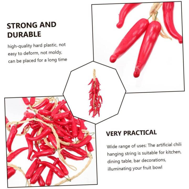 4 Sätze Simulierte Hängende Knoblauchspieße Simulationspaprika Modelle Wohnraumdeko Ladeneinrichtung Falsche Paprika Aufhängen Realistische Paprikaverzierungen Schaum 5 Stück 
