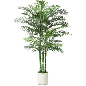 Kunstpalm, 210 cm, grote areca palm in witte pot, , kunstpalm voor huis, woonkamer, slaapkamer, kantoor, balkon, tuindecoratie
