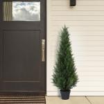 , grote cederboom, 125 cm, als echt in pot, kunststof, buitendecoratie, verpakking van 2 stuks