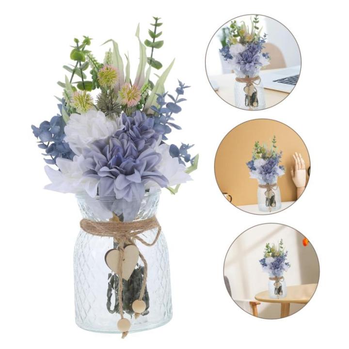 1 Satz Simulierte Vasenornamente Hochzeitsfeier Blumendekor Blumenstraußdekoration Zum Selbermachen Zarte Simulierte Blumen Blumenrequisite Gefälschte Blumen Keramikvase Holz