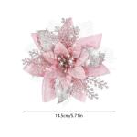 Künstliche Weihnachtsblumen, 24 Stück, Weihnachtsbaum-Blumen mit Clips, Weihnachtsbaumschmuck, künstliche Blumenornamente für Winter, Hochzeit, Party, Kranz, Dekoration (Rosa)