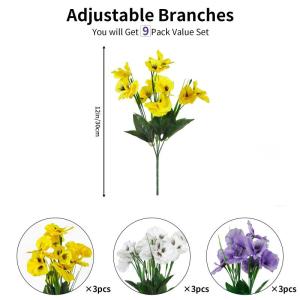 9 Bundels Outdoor UV Bestand Nep Bloemen Zomer Decoratie Bloemen DIY Tafels Party Thuis Groen Struiken Planten Huis Tuin Decor