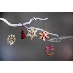 Kerstboomversiering, strohanger, 25-delige set, kerstboomversiering van natuurlijk materiaal