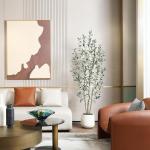 Olijfboom, kunstplant, 180 cm, kunstplant met levensechte vruchten, kunstolijfboom in witte pot, indoor decoratie (1 stuks)
