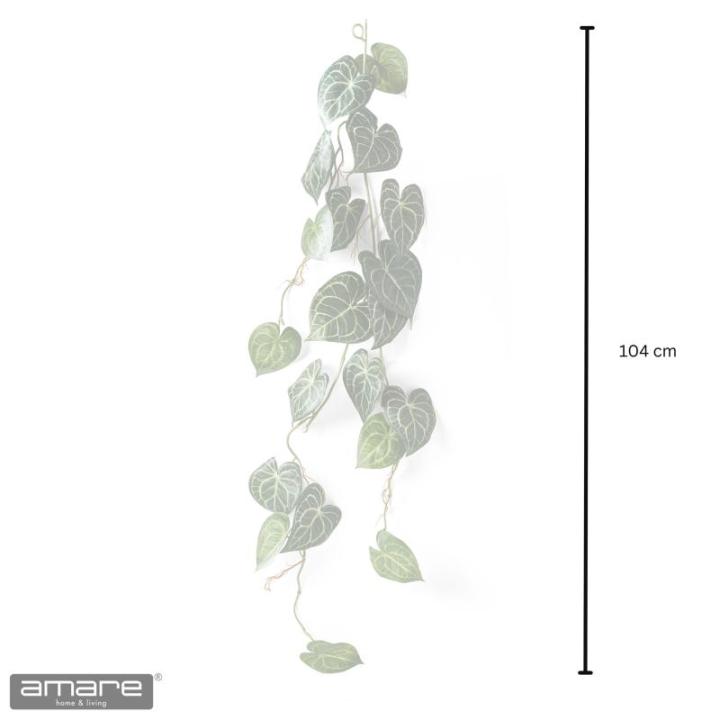 Set van 2 Anthuria-bladslinger, 110 cm, groen-wit
