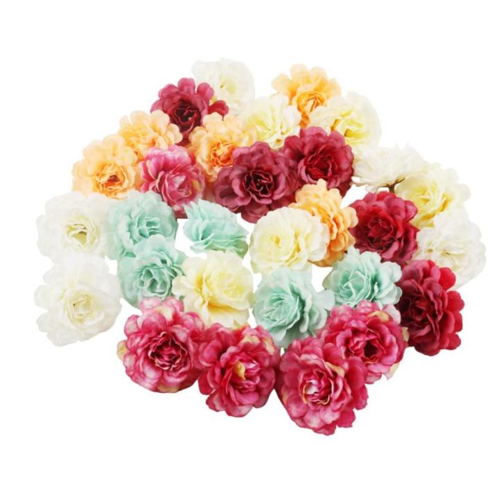 voor decoratie, 5 x 5 x 3,5 cm, voor binnen, zacht en natuurlijk, 6 kleuren, voor bruiloft, bruidsboeketten, feest, huis, kamer, decoratie, rododendron, 30 stuks