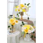 Künstliche Blumen Combo gelbe Blumen Mix Seidenblumen gefälschte Rosen mit Stielen für DIY Hochzeit Brautsträuße, Babyparty, Blumenarrangement, Tischdekoration, Heimdekoration