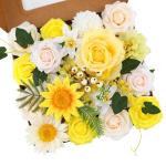 Künstliche Blumen Combo gelbe Blumen Mix Seidenblumen gefälschte Rosen mit Stielen für DIY Hochzeit Brautsträuße, Babyparty, Blumenarrangement, Tischdekoration, Heimdekoration