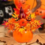 Halloween-Kürbisse, Ahornblätter, Ornament, Herbsternte, Dekor, neuartiges dekoratives Handwerk, Esstisch-Mittelstück für Geschäft und Büro, Style F