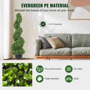 2 stuks Kunstbuxusboom toren vormsnoeisel spiraal kunstplant 122 cm hoog decoratieve plant groene plastic plant van PE ijzer vormsnijplanten incl. 10 stuks reservebladen