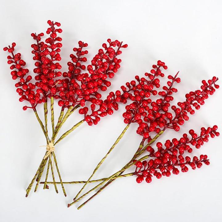 Simulierte Beerenzweige, 12 Stück, Künstliche Beeren, Biegbare Stiele, Zweige, Künstliche Früchte, wasserdichte Beerenzweige für Zuhause, Haus, Küche, Tisch, Korb (D)
