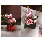Kunstblumen Künstlicher Blumenstrauß für den Innenbereich – Elegante Kunstblumen mit Keramikvase für Wohnzimmer und Esstisch für jeden Anlass