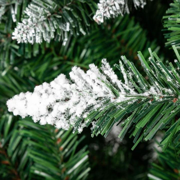 Kunstkerstboom, 120/150/180/210 cm, pvc-materiaal, verdikte takken, opvouwbaar, met robuuste sokkel, groen en wit met dennenappels, 150 cm