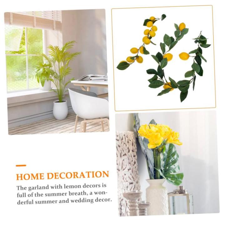 8 STK Simulation Zitronenrattan grüne Girlandenhochzeit Herbstdeko für zu Hause kunstplflanze Artificial Plant Dekor Eukalyptusgirlande Zitronengirlande Sommerdeko Plastik Yellow