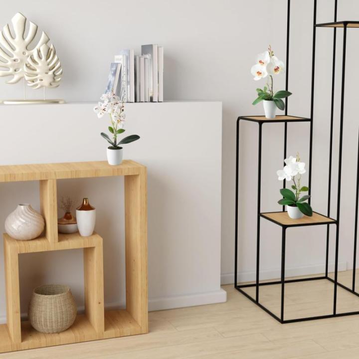 in pot (35 cm), set van 3 kunstorchideeën, kunstmatig afgestemde arrangement in hoogglans-keramische potten, decoratieve bloemen, kunstorchideeën (wit-arrangement)