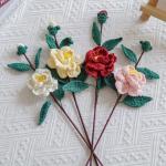 stücke Handgewebte Kamelie Blume Gestrickt Häkeln Blumenstrauß Hochzeit Ornamente