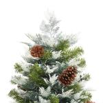 Weihnachtsbaum mit Beleuchtung und Kiefernzapfen Grün 225 cm Christbaum Dekobaum Kunstbaum mit Ständer Tannenbaum Weihnachten Künstlicher Weihnachtsbaum für Weihnachtsdeko