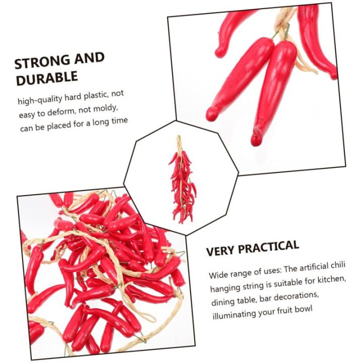2 Sätze Simulierte Hängende Knoblauchspieße Wohnraumdeko Ladeneinrichtung Paprika Dekoration Gefälschte Hängende Pfeffergirlande Pfeffer Für Bauernhausdekor Schaum Rot 5 Stü
