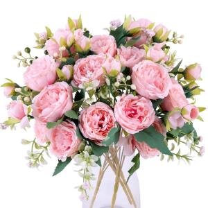 4 Bündel Pfingstrose Künstliche Blumen Rosa Blumen Seidenpfingstrosen Blumensträuße für Hochzeit Partei Tischaufsätze Blumenarrangement Heim Küche Dekor