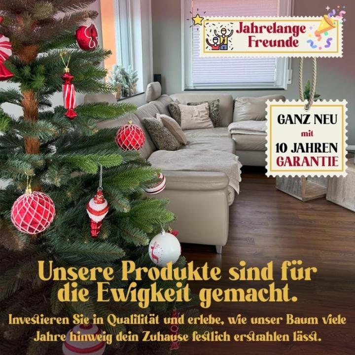Kunstkerstboom, 220 cm, natuurgetrouwe replica met spuitgietelementen, kunstkerstboom met massief houten standaard, kunstdennenboom, (groen, 220 cm)