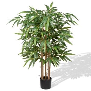 Bamboeplant, , groot, kunstboom, groot, 120 cm, kamerplant, kunstplant met 576 bladeren, grote , decoratieve ambus,