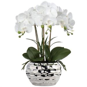 44 cm kunstmatige orchideeën phalaenopsis kunstbloemen als echte decoratieve orchidee bonsai kunstplant arrangement in keramische pot voor tafel woonkamer wooncultuur decoratie