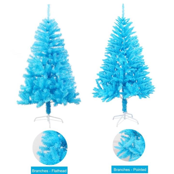 Blauer Weihnachtsbaum, spitzer/flacher Weihnachtsbaum, hochwertiger künstlicher Weihnachtsbaum, einfach zu montieren, faltbarer Metallsockel, geeignet for Haus, Partydekoration(Fl