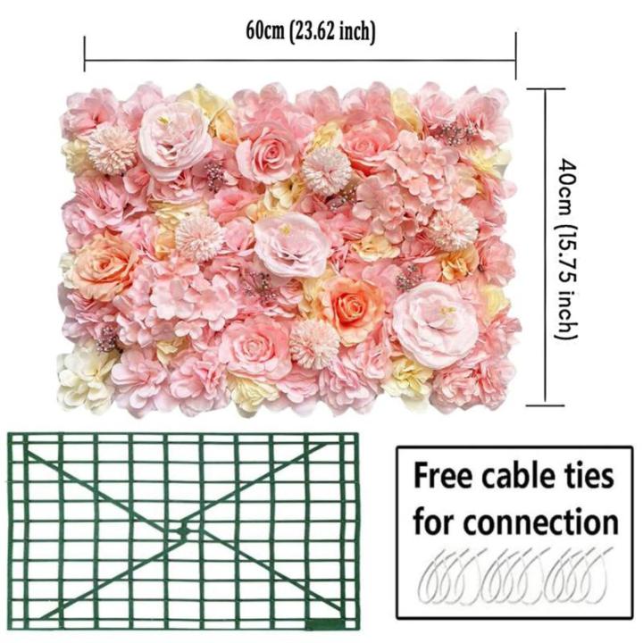 Künstliche Blumen-wandpaneele, Für Hochzeiten, Partys, Arrangements, Draußen, Drinnen, Gartenzaun, Hintergrund, Wanddekoration (rosa, 23,62 X 15,75 Zoll)(Color:26pcs)
