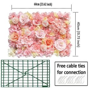 Künstliche Blumen-wandpaneele, Für Hochzeiten, Partys, Arrangements, Draußen, Drinnen, Gartenzaun, Hintergrund, Wanddekoration (rosa, 23,62 X 15,75 Zoll)(Color:18pcs)