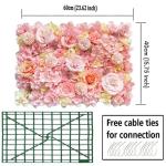 Künstliche Blumen-wandpaneele, Für Hochzeiten, Partys, Arrangements, Draußen, Drinnen, Gartenzaun, Hintergrund, Wanddekoration (rosa, 23,62 X 15,75 Zoll)(Color:20pcs)