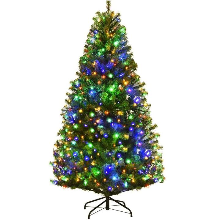 Kunstkerstboom met verlichting, 11 lichtmodi, 180 cm dennenboom met 1000 punten, snel op te zetten klapsysteem, kerstboom incl. metalen standaard