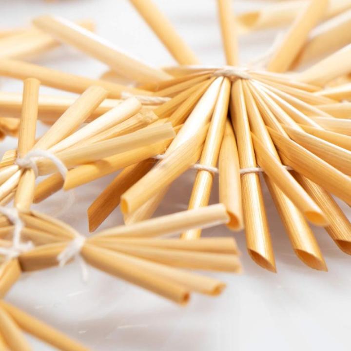 56-delige strosterrenset - sterren, bellen, dennenbomen en traditionele figuren als kerstboomversiering - kleine stro - natuurlijke kerstboomversieringen