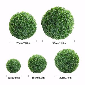 Grüner Kunststoff-Pflanzenkugel, Dekoration für Zuhause, Outdoor, Hochzeit, Party, Dekoration, Pflanzen, Grasball, 10 cm bis 40 cm (15 cm)