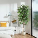 Ficus Benjamina , groot, 210 cm, met natuurhouten stam, kamerplant, kunstboom in pot, voor thuis, kantoor, balkon, decoratie (1 stuks)
