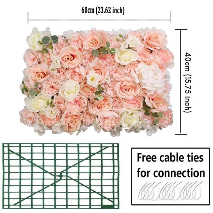 Kunstbloemen wanddecoratie 60 x 40 cm, voor thuis, feest, bruiloft, decoratie, (kleur: 16 stuks)