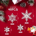 45 stuks kerstdecoratie sneeuwvlokken om op te hangen, acryl sneeuwvlokkendecoratie, ijspegels, hangende decoratie voor kerstboomversiering, raamdecoratie, winterdecoratie, feestsn