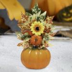 Halloween-Kürbisse, Ahornblätter, Ornament, Herbsternte, Dekor, neuartiges dekoratives Handwerk, Esstisch-Mittelstück für Geschäft und Büro, Style D