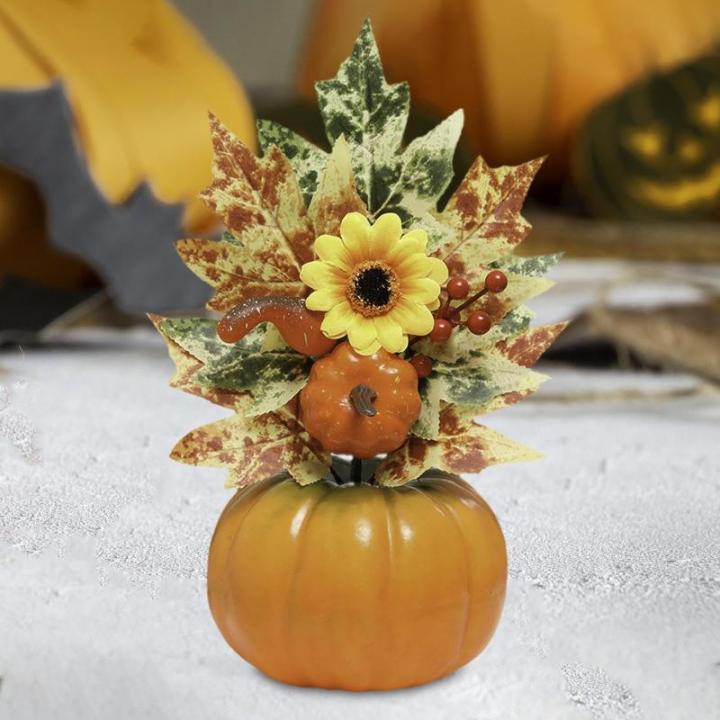 Halloween-Kürbisse, Ahornblätter, Ornament, Herbsternte, Dekor, neuartiges dekoratives Handwerk, Esstisch-Mittelstück für Geschäft und Büro, Style D