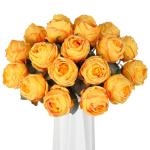 10 stuks gele kunstrozen, 50 cm, lang, enkele roos, kunstbloem, zijden bloesem, roos, realistische bloem voor tafel, kantoor, feest, bruiloft, woondecoratie (geel, 10 stuks)