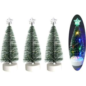 Weihnachtsbaum Klein mit Beleuchtung 3PCS Tisch Mini Weihnachtsbaum Geschmückt mit LED Lichterkette Tabletop Kleiner Weihnachtsbaum Mini Tannenbaum Künstlich Klein Weihnachtsdeko