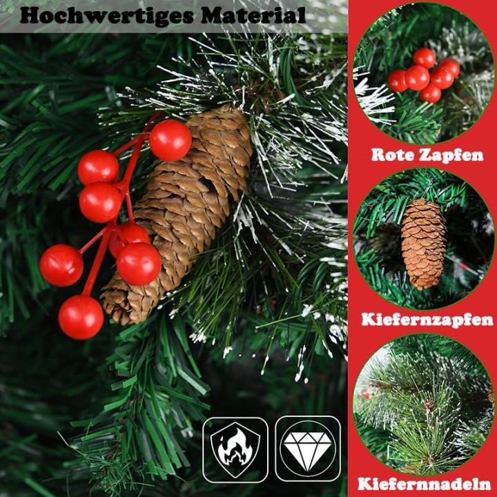 Kunstkerstboom, dennenboom met verlichting, 260 leds, warm wit, incl. metalen standaard, 406 takpunten, pvc-kerstboom voor kerstdecoratie, herbruikbaar, 150 cm, PVC LED dennenboom