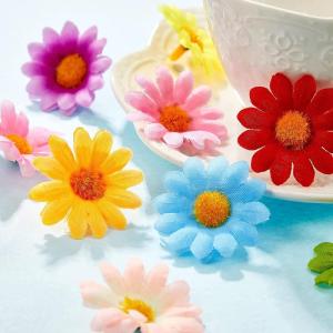 Kunstbloemhoofdjes, decoratie, zonnebloemen, 4,5 cm, kunstmatige madeliefjes, margrieten, bloemen voor bruiloft, feesten, thuis, doe-het-zelf handwerk, 100 stuks