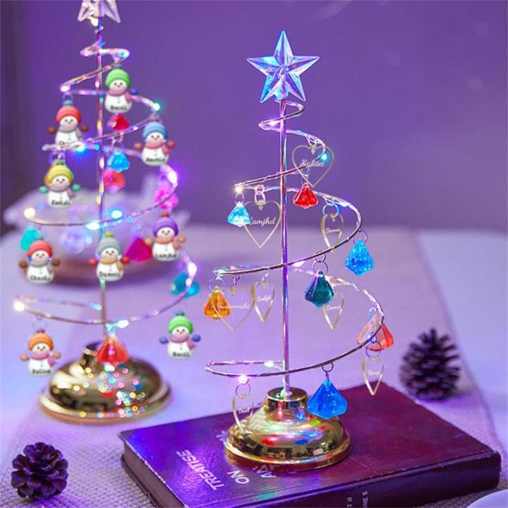 Gepersonaliseerde Sneeuwpop Kerstboom Familienaam Metalen Kerstboom Sneeuwpop Familie Kristal Boom Verjaardag Kerstdecoratie Geschenken, Stijl 8