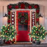 Weihnachts-Pflanzgefäß, künstliche Weihnachtsblumen für den Außenbereich, Urlaubs-Pflanzgefäßfüller, Urlaubs-Pflanzgefäß-Dekorationen, Urlaubs-Pflanzgefäß mit Lichtern,